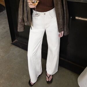 OAK + FORT Cream Wide Leg Jeans